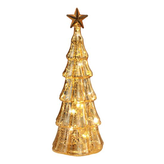 Glitter Christmas Tree Table Lamp LED Light-Up Decoration with Star Topper Festive Centerpiece for Home & Office Decor