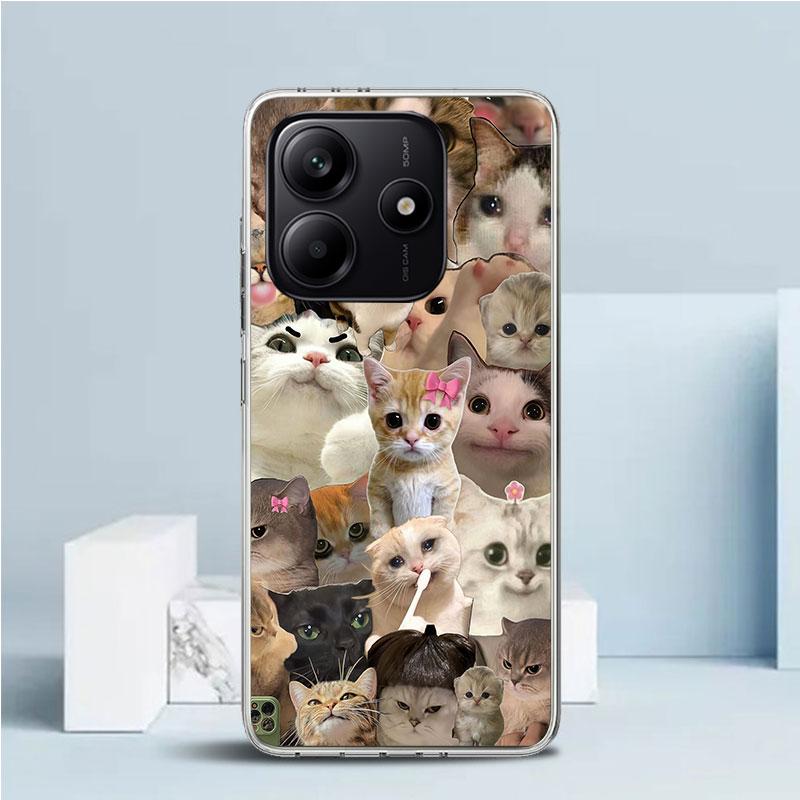 Crying Cat Memes Soft Cover for Xiaomi Redmi Note 15 14 13 12 Pro Plus Phone Case 14S 11S 11T 11E 10S 10 4G Pattern Shell Redmi