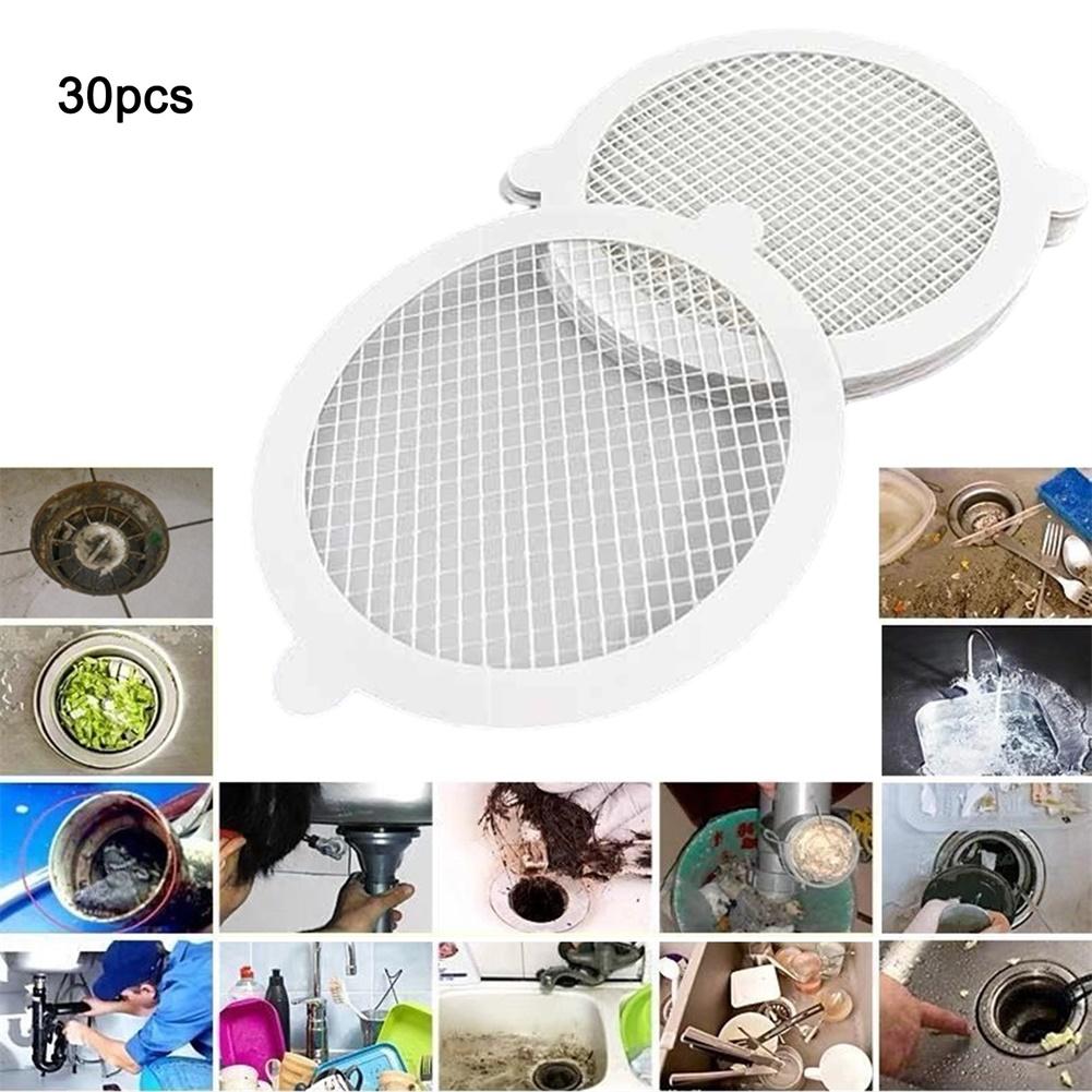 30pcs For Shower Drain Hair Catcher Disposable Mesh Traps for For Shower and Kitchen Sink Drain Hair Filtration