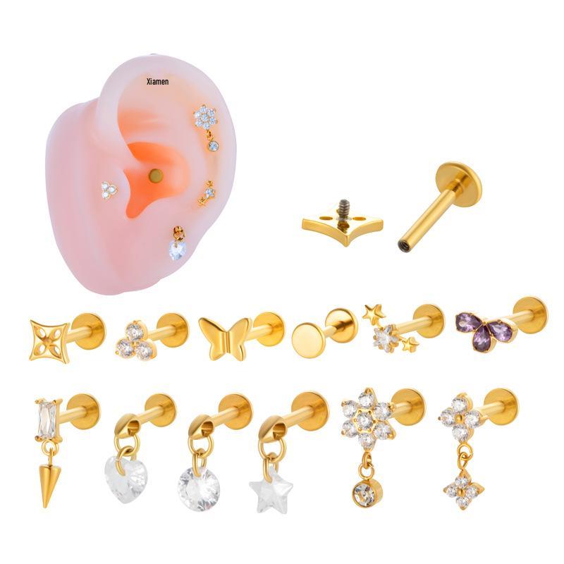 

Henson F136 Titanium Zirconia Flower & Heart Star Threaded Cartilage Stud
