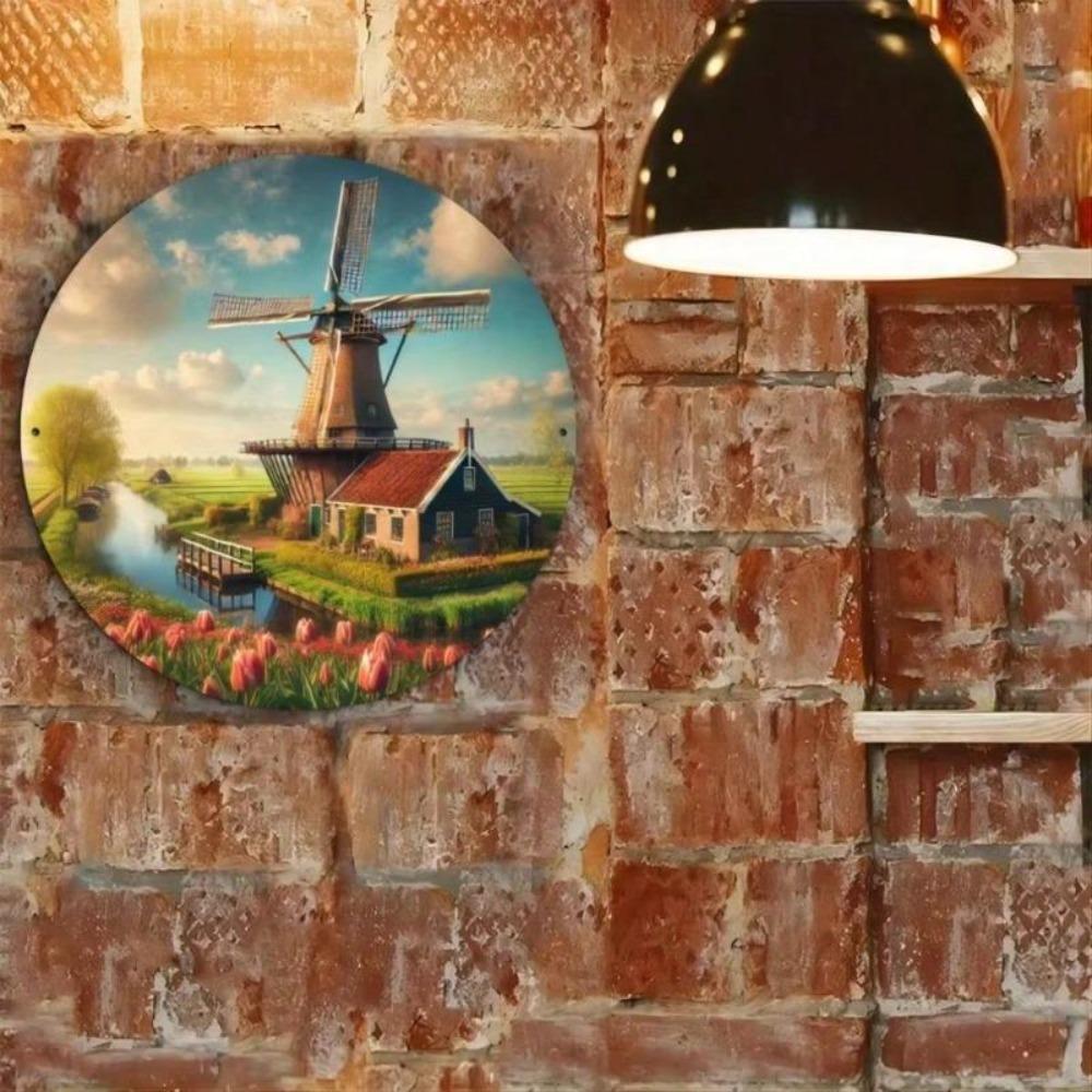 Vintage Dutch Windmill Metal Wall Art Kitchen Decor Home Garden Sign