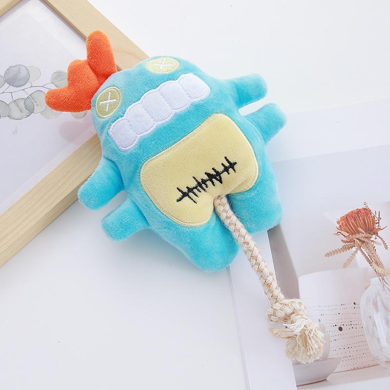 Cute Cartoon Polyester & Cotton Rope Sea Monster Chew Toy-Heavy Duty Dental Toy for Small Dogs Daily Use 40g