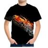 Summer Round Neck 3D Racing Series Printed Top Fashionable Casual Short Sleeved Children's Boy T-shirts
