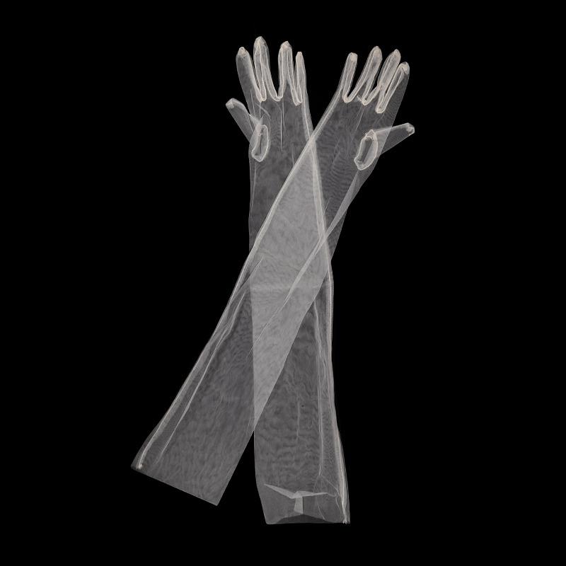 Dámské ultra tylové rukavice síťované průsvitné celoprstové loketní dlouhé rukavice vintage rukavice proti slunci svatební nevěsta šaty palčáky