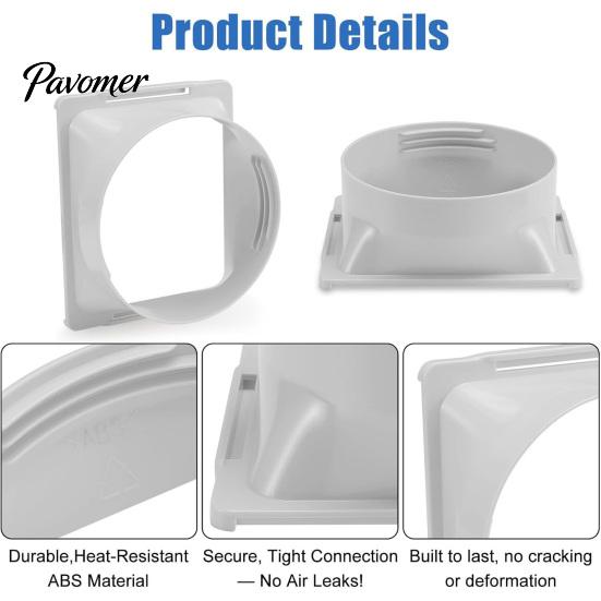 Left And Right Threaded Coupler 5.9 Inch Portable AC Exhaust Hose Adapter Square to Round Vent Connector for Mobile Air Conditioner, Replacement