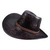 Vintage Sun Shield Hat Widen Brim Western Hat Vintage Leather Western Hat for Men Women Hiking Camping Fishing Travel