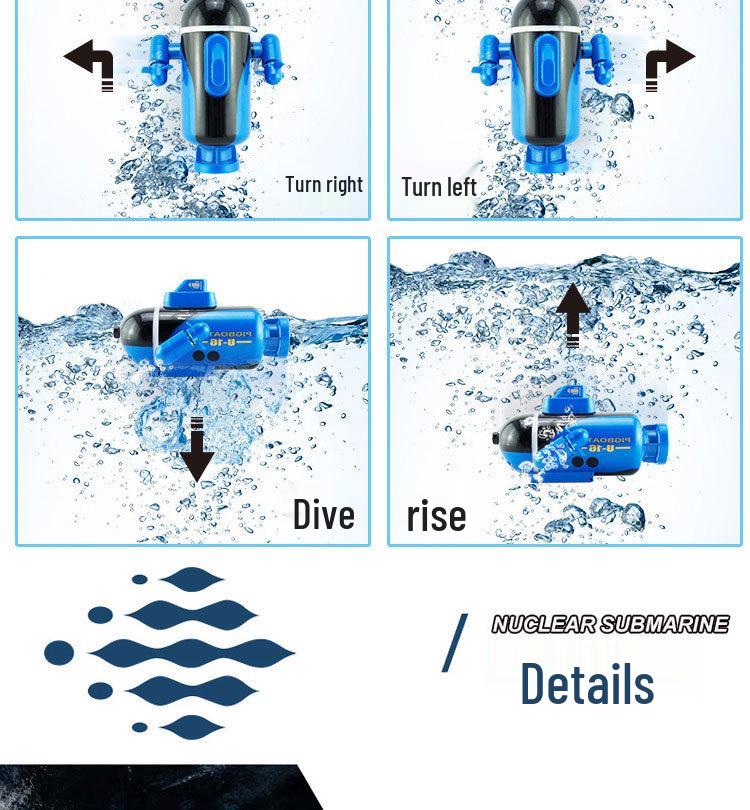 Four-Six Channel Mini Wireless Remote Control Submarine Toy Boat for Teasing Fish