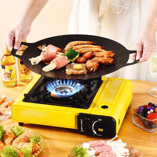 BBQ Grilovací pánev Nepřilnavá Multifunkční Lehký Kulatý Gril na Pečení Grilování BBQ Rychlé Nahřívání Kempingový Podnos s Rukojetí