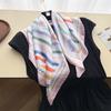 English Line Simulation Silk Printing Silk Scarf Small Square Scarf High-end Shawl Sunscreen Neck Scarf Headscarf Scarf Women