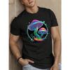 European Sizes Men'S Short-Sleeve T-Shirt Featuring Two Glowing Mushrooms In a Cosmic Design for Summer.