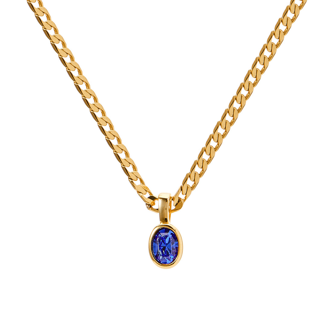 

Delicate Multicolour Oval CZ Natural Stone Pendant Necklace for Women Stainless Steel Cuban Chain Necklace Fashion Jewelry Gift