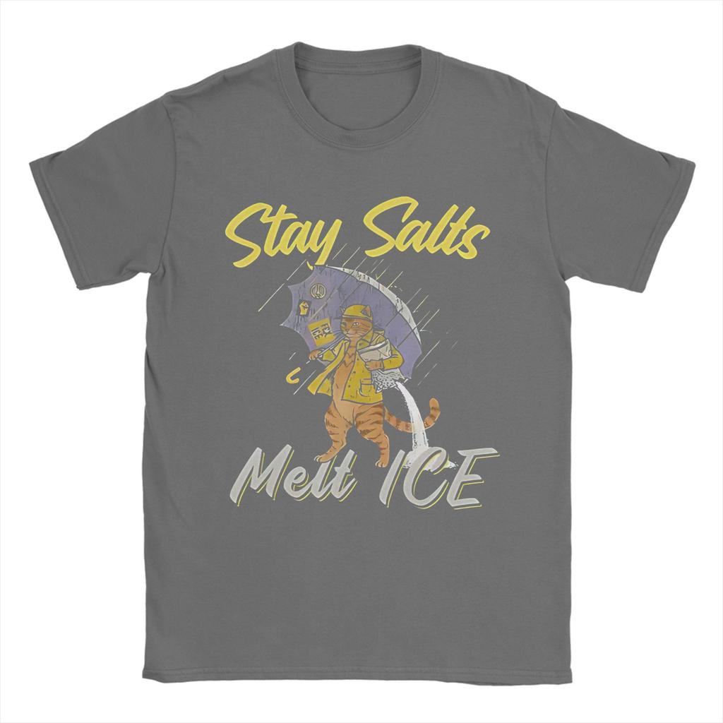 Stay Salts Melt ICE Funny Cat Umbrella Pure Cotton T Shirt For Mens Summer Classic TShirts ONeck Tees Oversize Hot Sale Tops