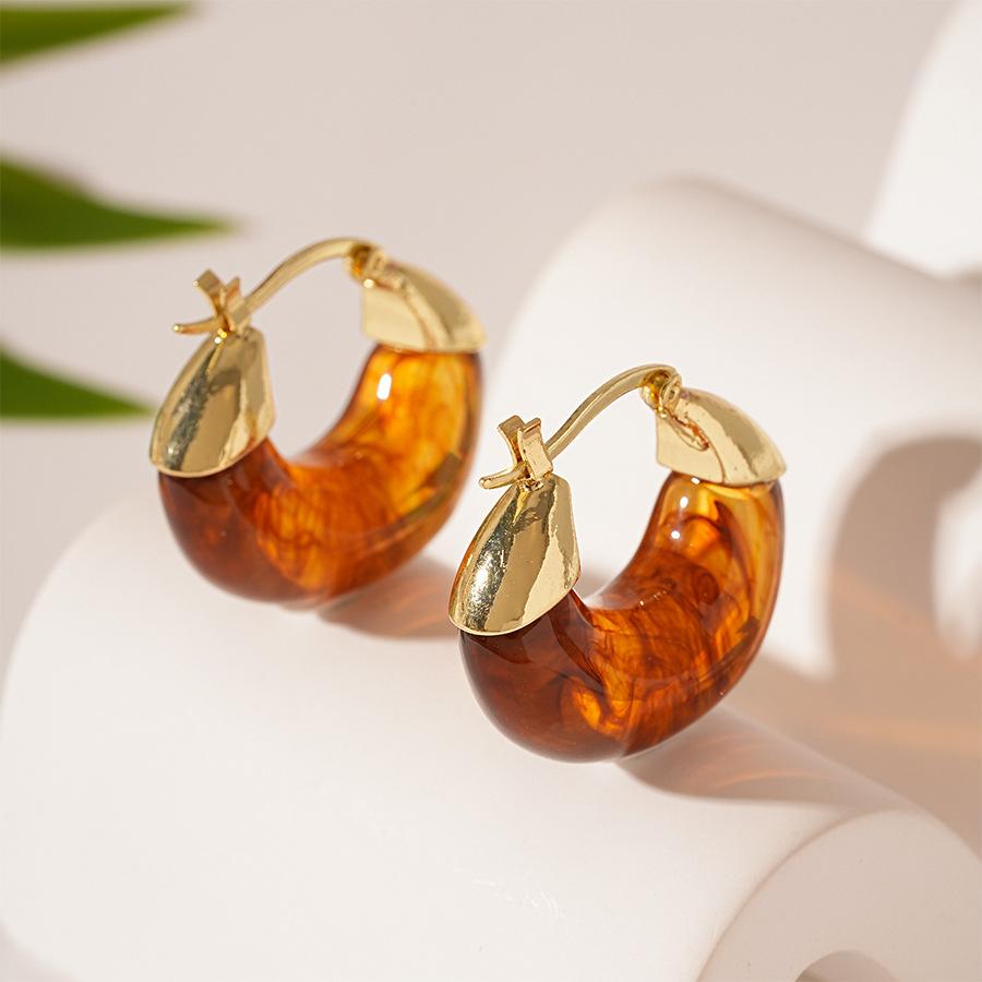 Silver Needle Retro Coffee Leopard Print Round Flower Stud Earrings Temperament Maillard Earrings Autumn and Winter Premium Earrings