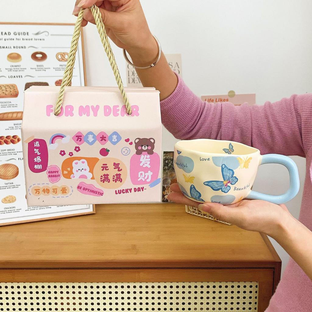 Butterfly Mug Design Sense High Value Coffee Cup Ceramic Water Cup Ins Style Breakfast Cup Sends Girls Gift