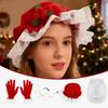 Santa Accessories Dress Up Hat Glasses Apron Gloves Christmas Santa Costume Accessories Set For Women Holiday Party Cosplay