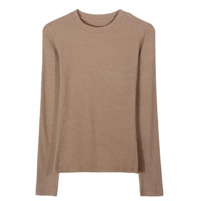 300g Feingarn Baumwolle Langarm Basishemd für Damen Im Herbst Neues Vielseitiges Slim Top T-Shirt