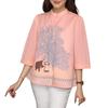 ZANZEA Women Casual Stand Collar Loose 3/4 Sleeve Print Blouse