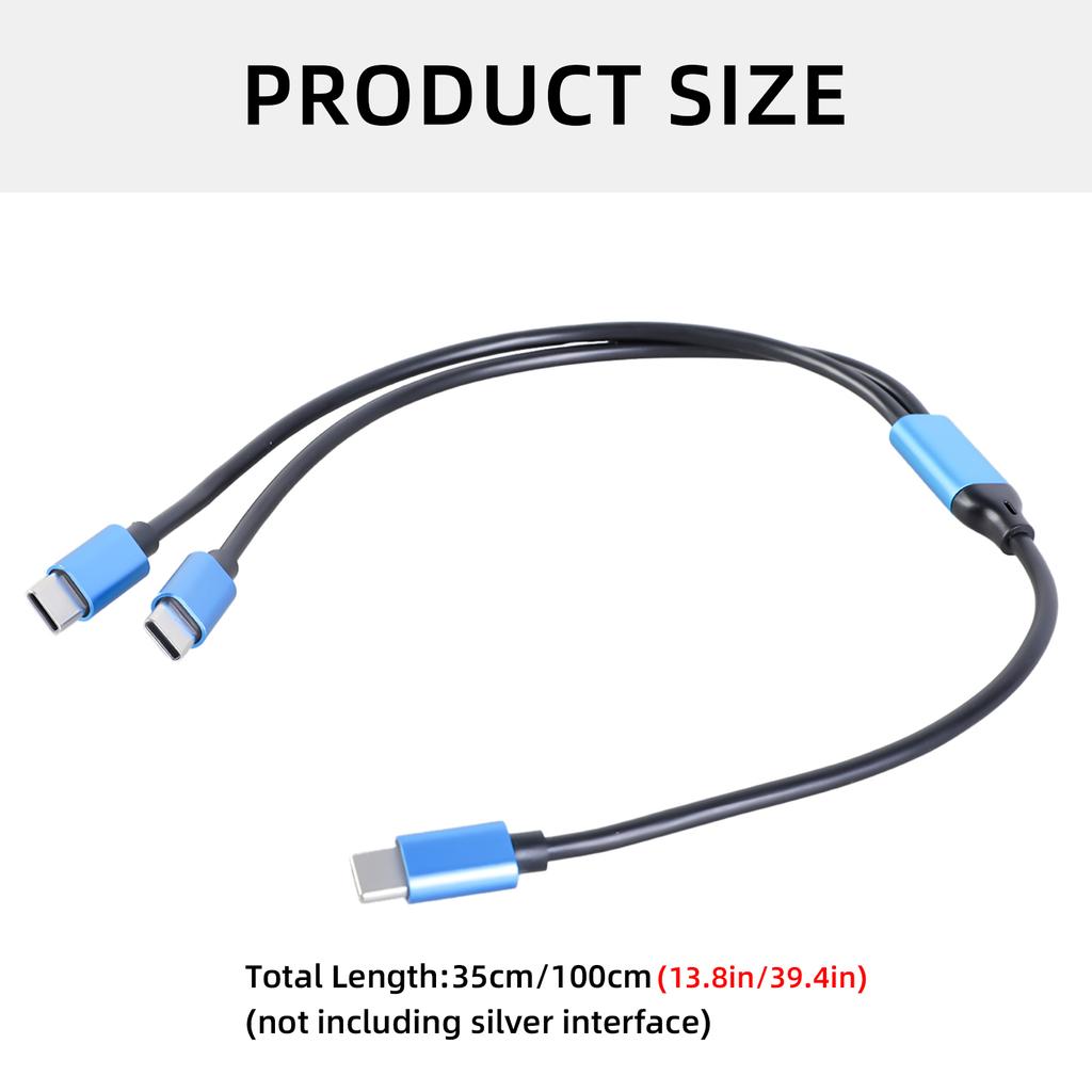 Double Type C Splitter Cable USB C To Type C Extension For Charging Two Devices Simultaneously With One Data Port