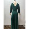 Abito da sera da donna in chiffon con scollo a V profondo, manica lunga, linea ad A, patchwork di paillettes