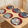 6pcs Winter Placemat -38cm Round, Christmas Snowflake Pattern, Anti Slip and Heat-resistant, for Christmas Decorative Placemats