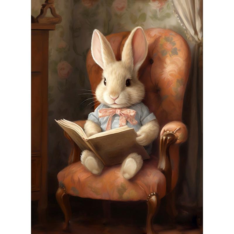 

Винтажная Весенняя Академия Ботанический Кролик Кролики Красочные Яйца Плакат Картина На Холсте Настенные Картины Украшения Дома Праздника 21cm×30cm NoFrame