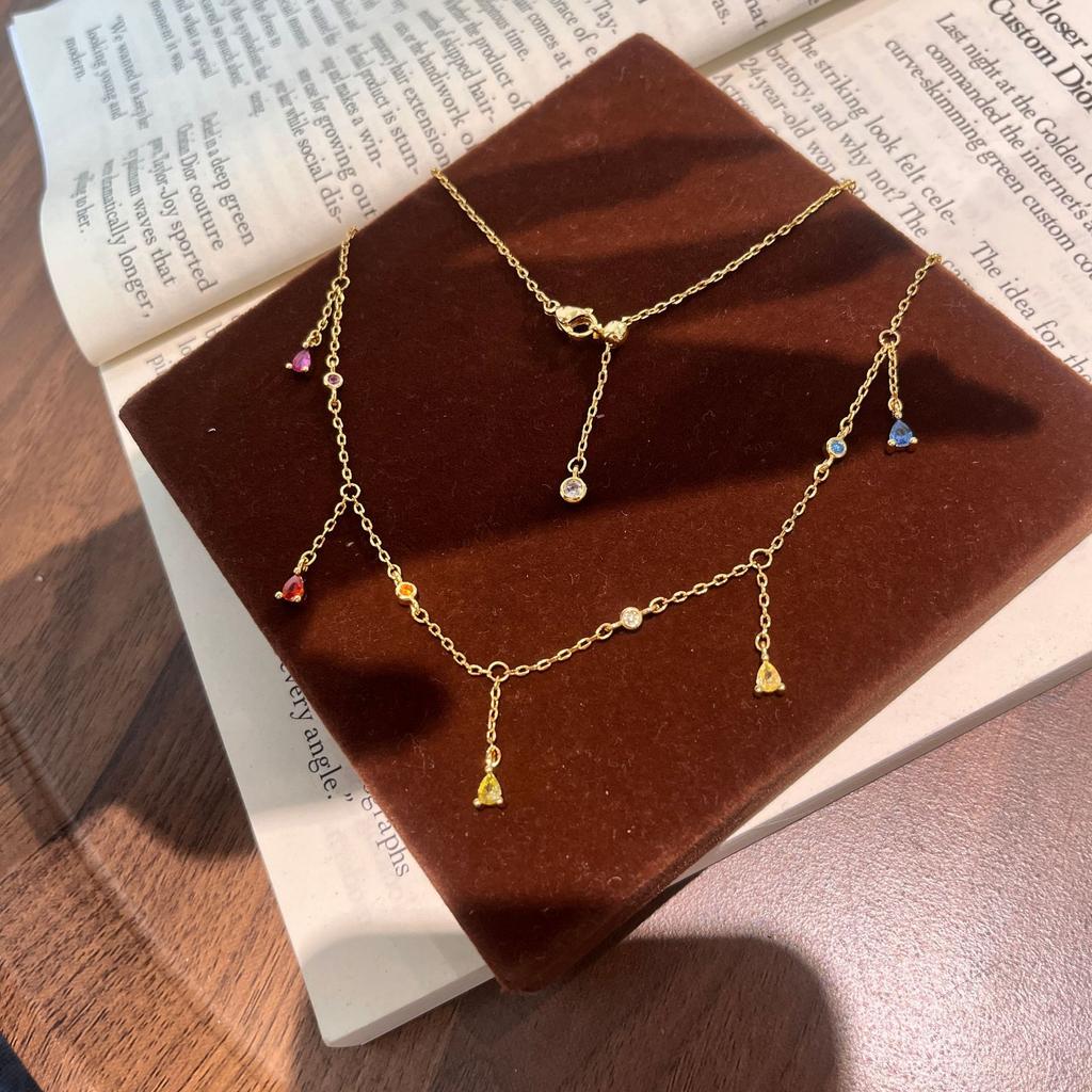 Summer Dopamine Color Palette Necklace Premium Light Luxury Simple Versatile Fringed Collarbone Chain