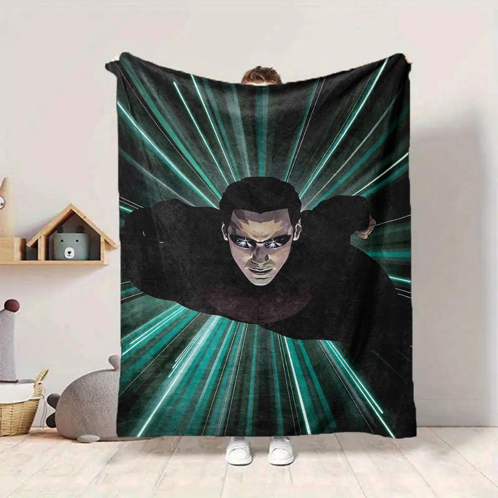 1pc Matrix, Neo Blanket Lightweight Flannel Throw For Sofa, Bed, Travel, Camping, Livingroom, Office, Couch, Chair, And Bed