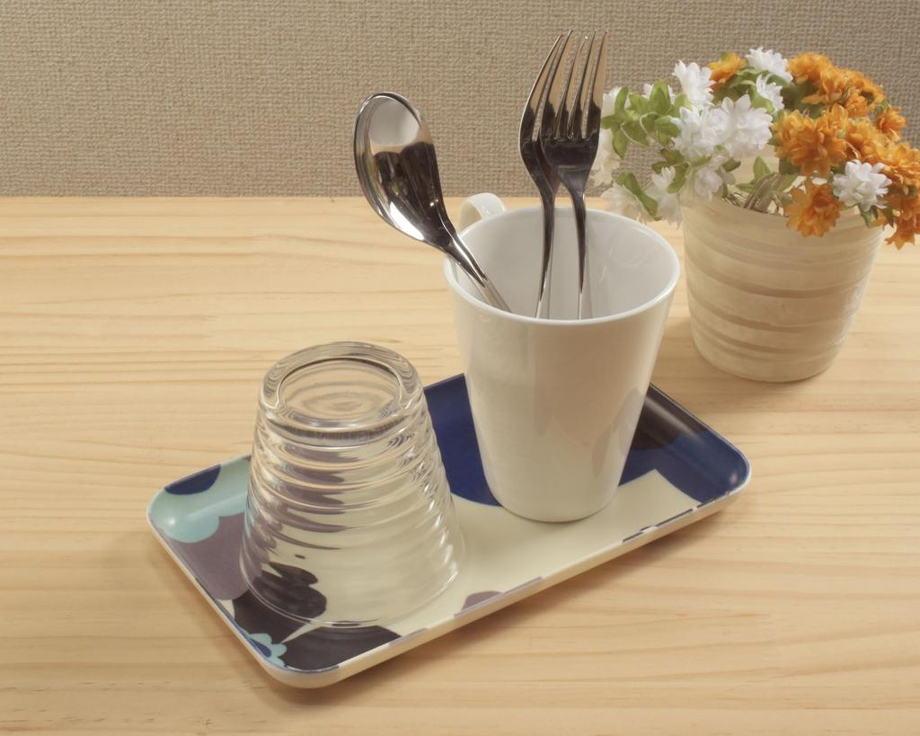 Tatsucraft NR Caster Tray, SS, 21.5cm, Web Original Model, Nordic Style, Fuhura Blue, Non-Slip, Microwave-Safe, Tray, Tray, Stylish, Plastic, Large