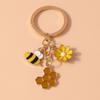 Cute Enamel Flower Bee Keychain Animal Key Rings Pendants for Women Girls Handbag Accessories DIY Jewelry Gifts