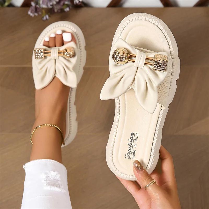 Summer New Fashion Casual Wear-resistant Elegant Solid  Women's Shoes Thick Sole Solid Color Beach Sandals Women's Shoes