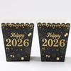 10Pcs Happy New Year 2026 Theme Party Decor Fireworks Popcorn Box Candy Cookie Packaging Boxes For Movie Night Party Decor