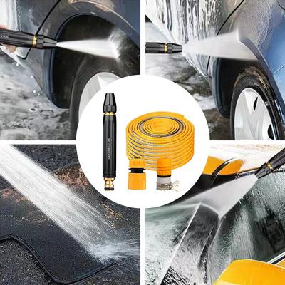 Pistolet de Lavage de Voiture Haute Pression avec Tuyau de 10m Pistolet à Eau de Jardin Pulvérisateur Multifonctionnel en Métal pour Lavage de Voitures
