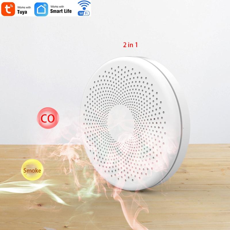 2025 Новейший 2-в-1 WiFi Tuya Умный Детектор Угарного Газа и Дыма Сигнализация Монооксида Углерода Гостиная Кухня Магазин Пожарная PIR Звуковая Сигнализация