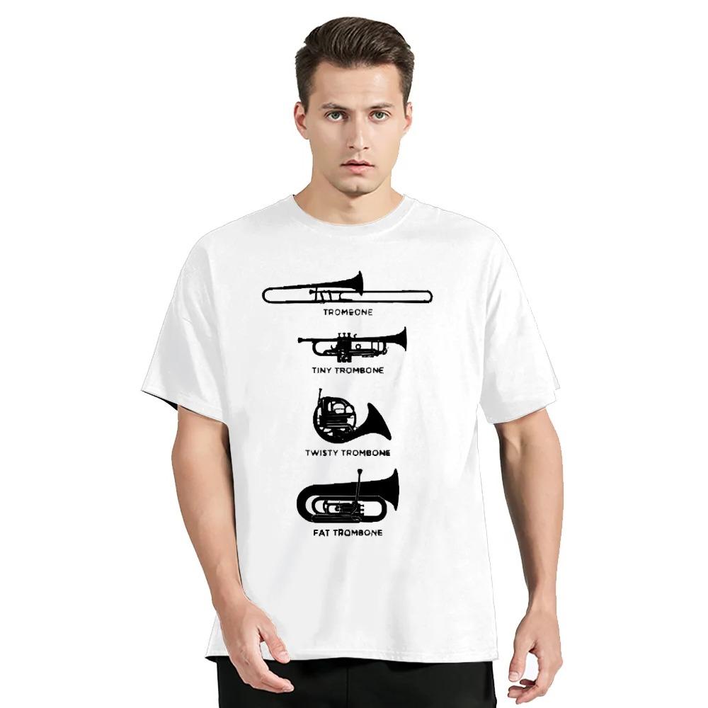 

Футболка с симфонической музыкой Футболка с принтом разных видов тромбона Футболка большого размера для фитнеса унисекс Футболки из хлопка Уличная графика XXXL белый