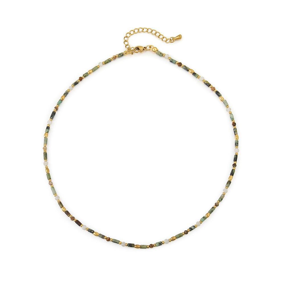 New natural freshwater pearl African turquoise handmade beaded necklace with original design, niche Czech bead collarbone chain