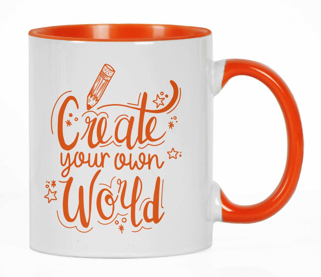 Inkdotpot Create Your Own World  11 Oz  Ceramic Coffee  Mugs Inspirational Quotes Gift For Co-Worker Boss