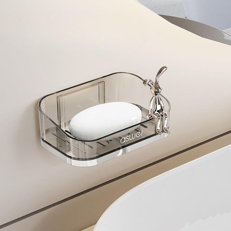 Household Draining Soap Rack, Soap Box, Bathroom and Toilet Wall-mounted Double-layer Soap Box, Non-drilling Storage Rack