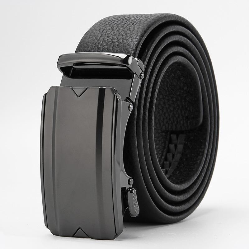 New Men's Head Leather Automatic Buckle Leather Belt Pure Real Cowhide Business Casual Belt