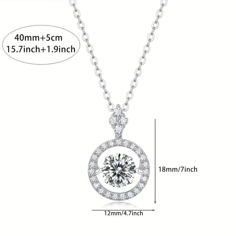Moissanite Silver Necklace for Women/ Teen Girls, Dancing Floating Diamond Moissanite Necklace, Sparkling Gifts Summer Outfits