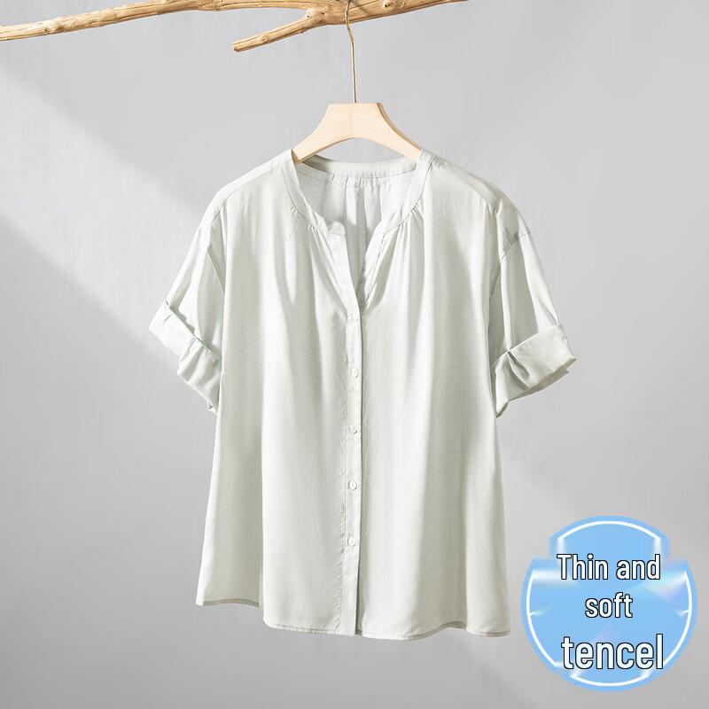 RAIN.CUN Tencel Linen Blend Short-Sleeve Shirt S