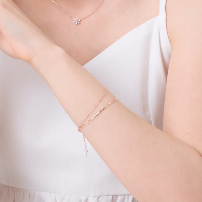 ELLE Jewelry Double Chain Layered Bracelet ELBRBB108