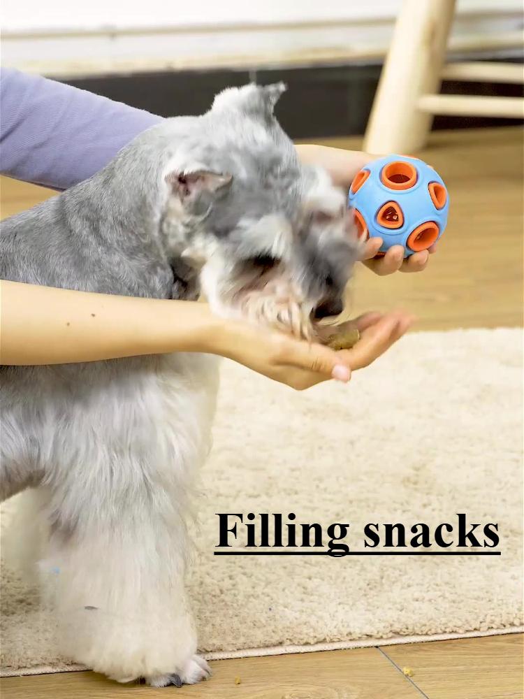 Double-layer dog toy ball, natural rubber, self-cleaning teeth, molar teeth, leaking toy ball