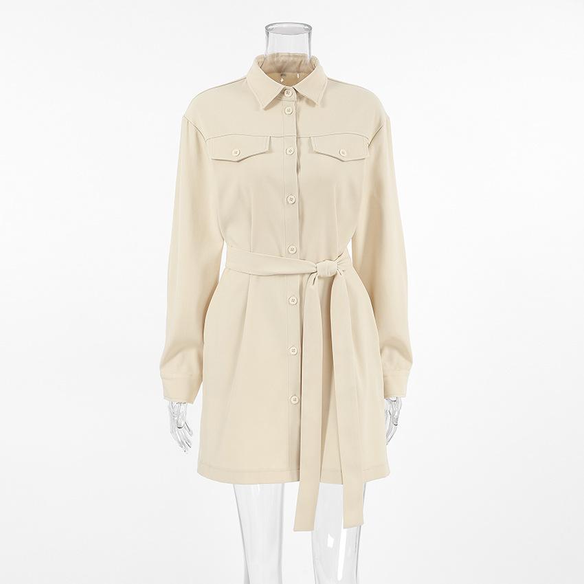 Frühling Herbst Damen Hemden Kleid Elegant Büro Damen Langarm Oberteile Vintage Koreanisch A-Linie Midi Kleider für Damen Bekleidung