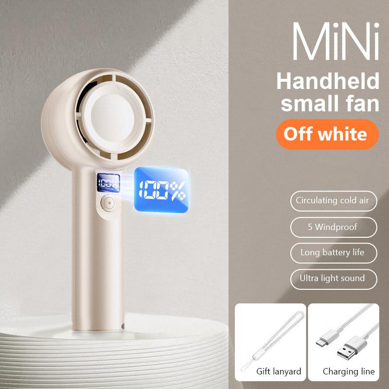 NEW Mini Handheld Fan USB Rechargeable Hand Fan Portable Low Noise Cooling Fan with Digital Display Five Wind Power Adjustable