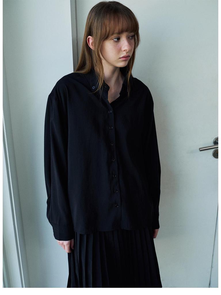 Spring Casual Lapel Modal Shirt with Lace-up for Women - Cloud-like, Solid Color