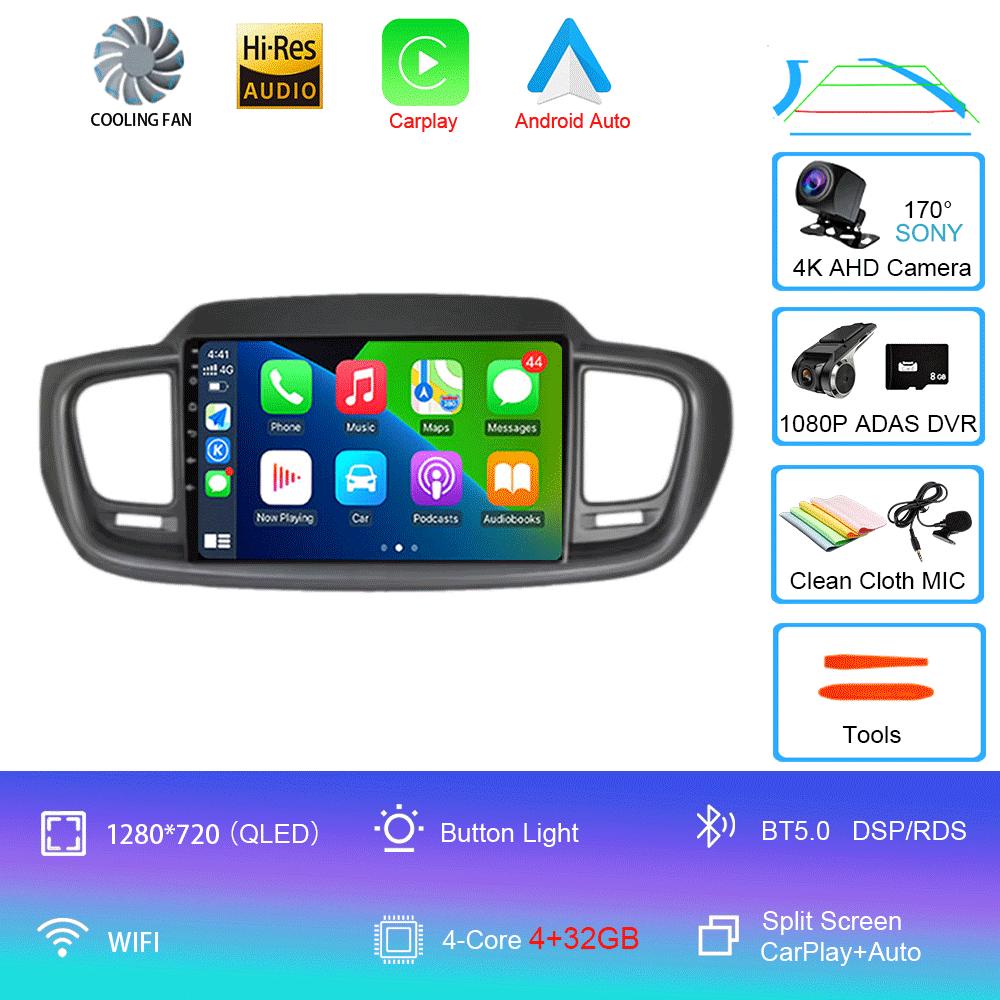 Car Radio Android 14 Carplay Auto 4G+WIFI For Kia Sorento 3 2015 2016 2017 2018 GPS Navigation Multimedia Video Player Stereo BT