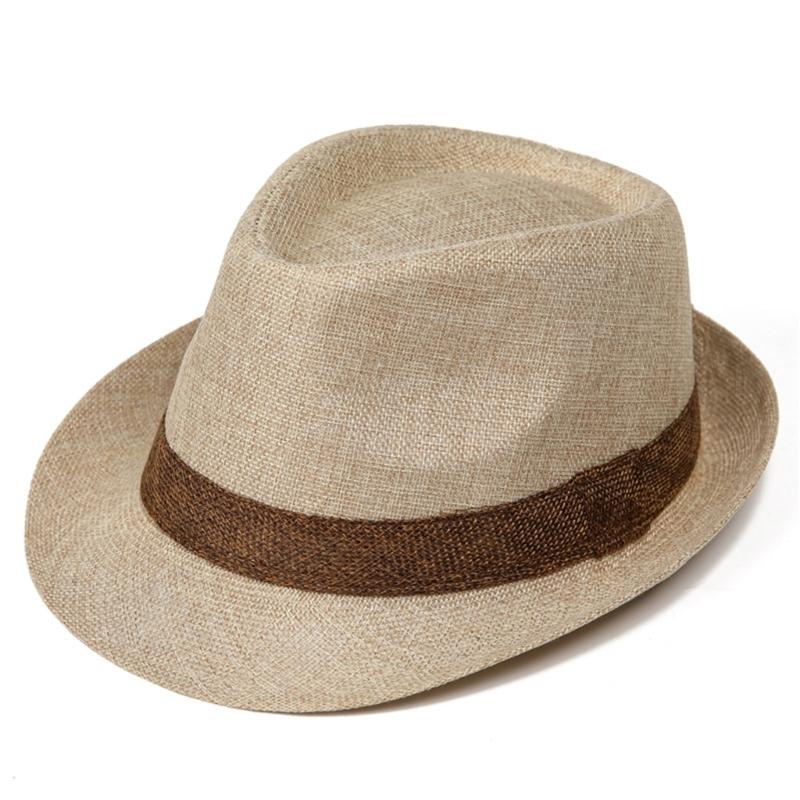Men's Summer Straw Trilby Hat Sun Protection Lightweight Foldable for Beach Travel Outdoor Activities