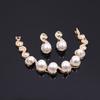 Kvinner Pearl innlagt Rhinestone kjede armbånd Stud øredobber Ring smykker sett