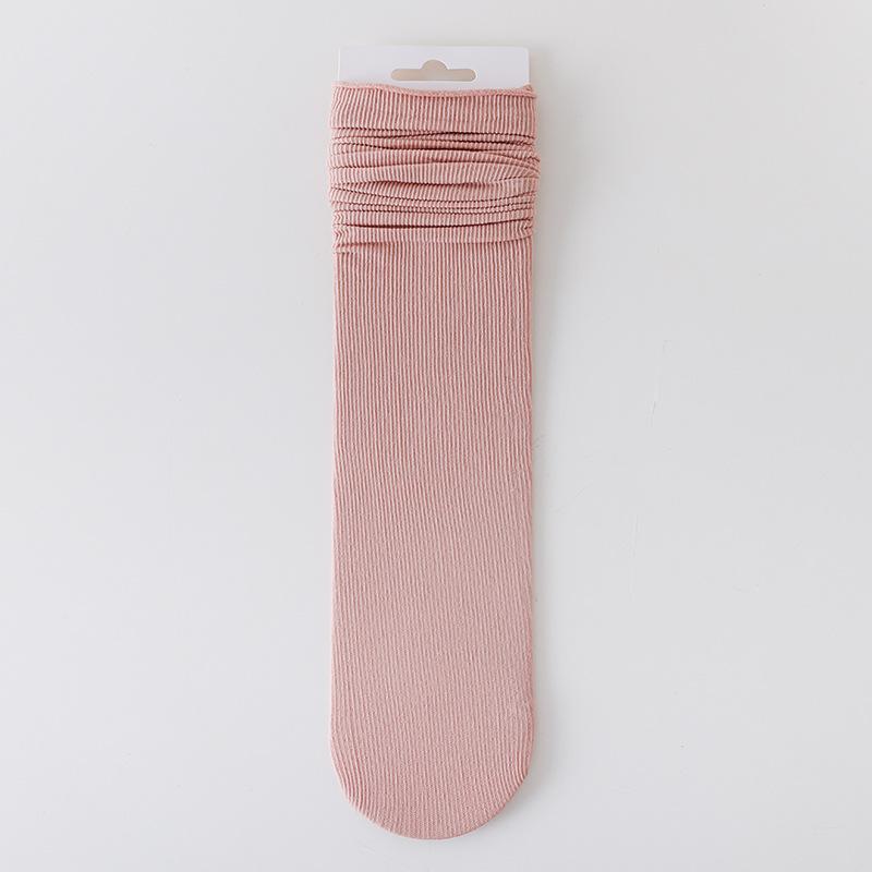 White Ice Socks Summer Thin Mid-Leg Socks Trendy Black Calf Socks Stacked Socks Ice Silk Stockings Summer