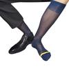 Calzini da uomo sottili e trasparenti in nylon traspirante, calze a righe over the calf per affari